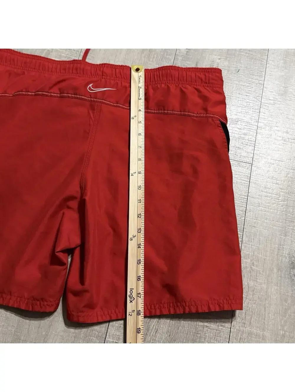 2010’s Nike Swim Shorts Mesh Lined Drawstring Red Black Cargo Swoosh Men's M
